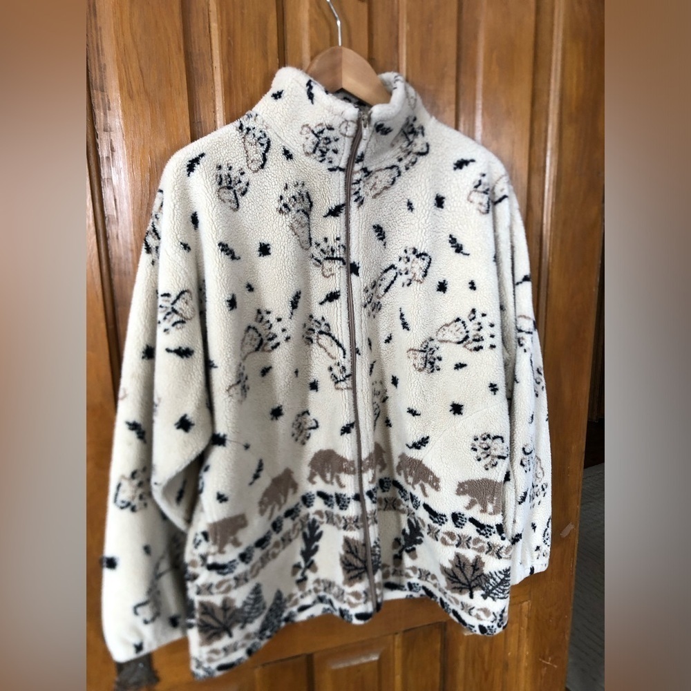 Vtg Brown Bear Print Jacket